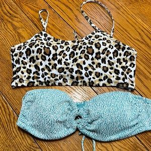 Time and Tru and Shein brands swimsuit tops.  Both size Large.  Aqua and